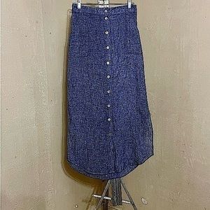 ARTISAN NY 100% LINEN BUTTON FRONT MAXI SKIRT SZ LARGE